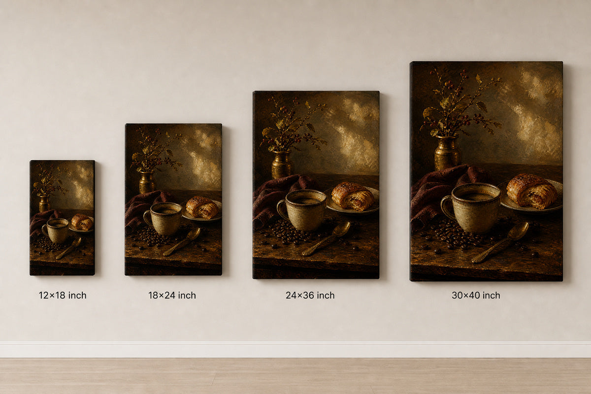 Coffee Dining Still Life Canvas Wall Art - 08_size_comparison