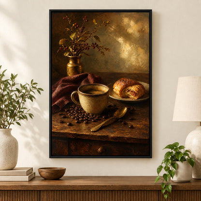 Coffee Dining Still Life Canvas Wall Art | black_independent_close