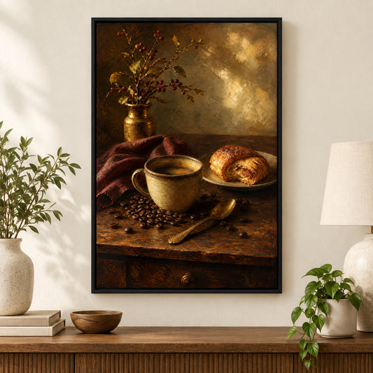 Coffee Dining Still Life Canvas Wall Art | black_independent_close