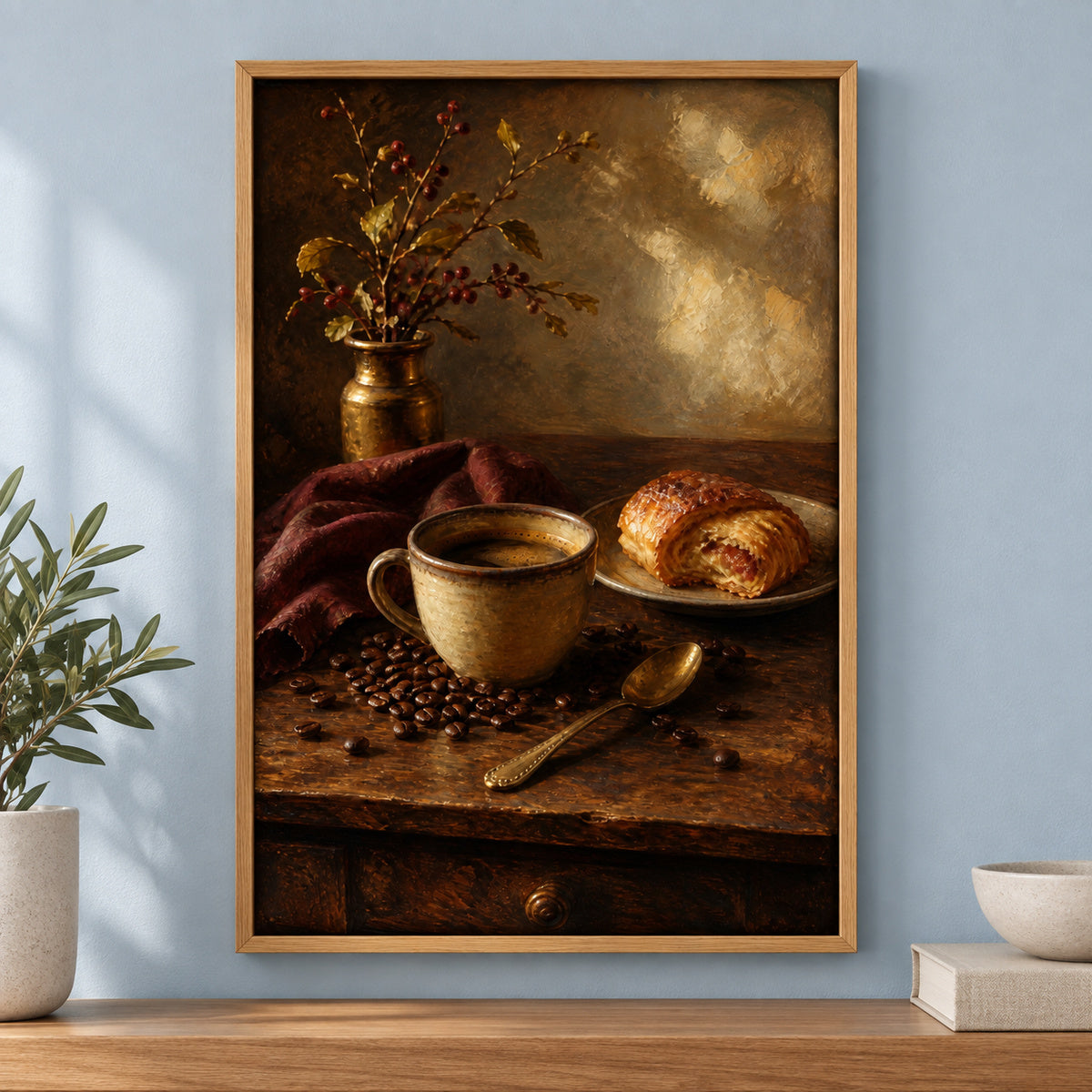 Coffee Dining Still Life Canvas Wall Art | brown_independent_close
