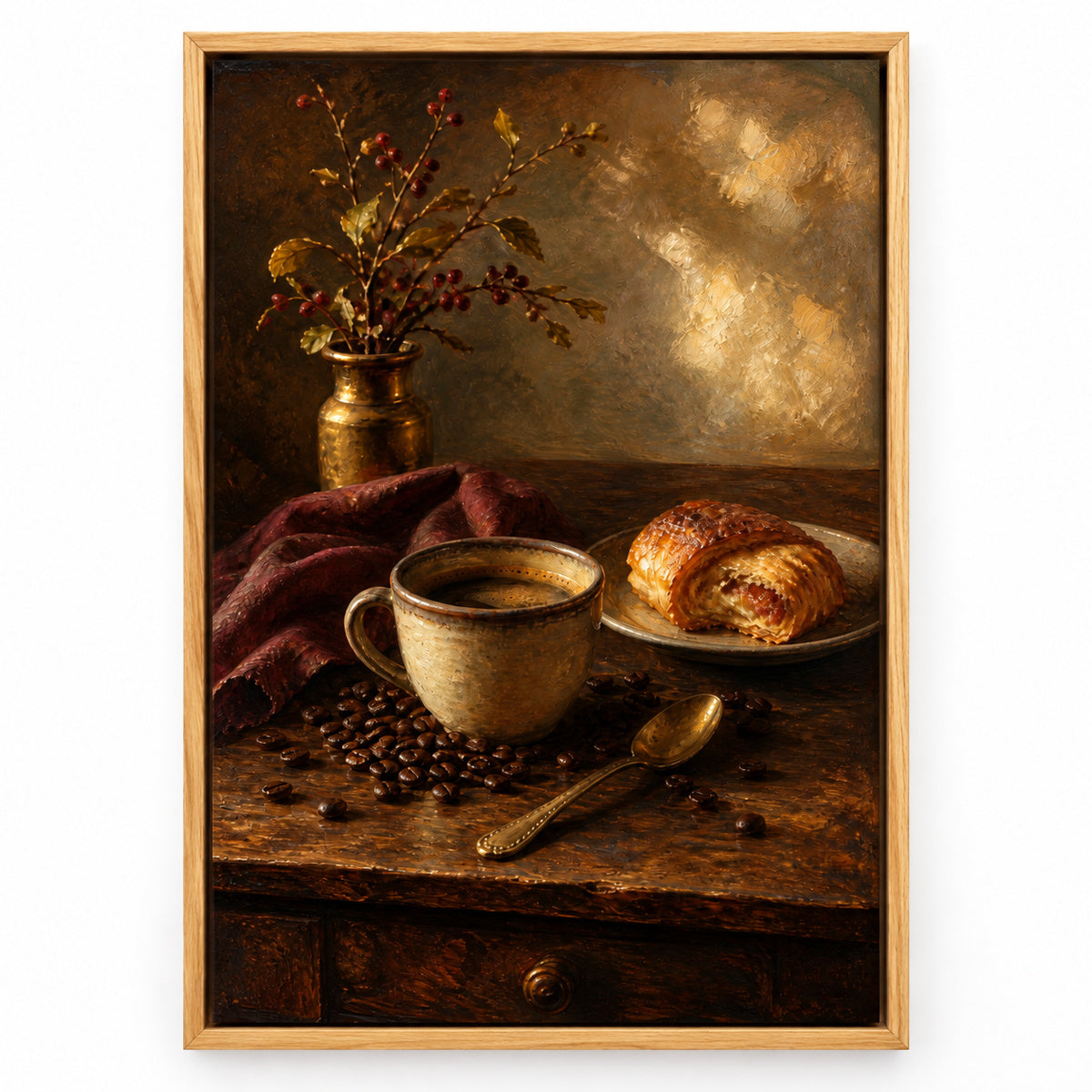 Coffee Dining Still Life Canvas Wall Art | brown_sku