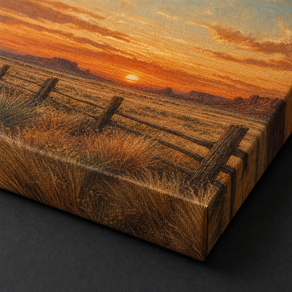 Vintage Western Sunset Canvas Wall Art - 03_detail_closeup
