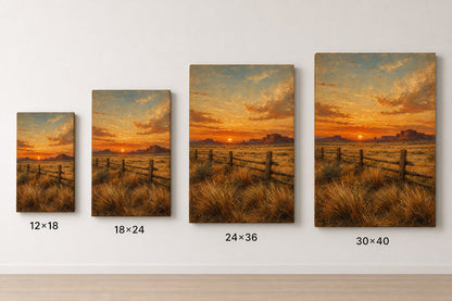Vintage Western Sunset Canvas Wall Art - 08_size_comparison