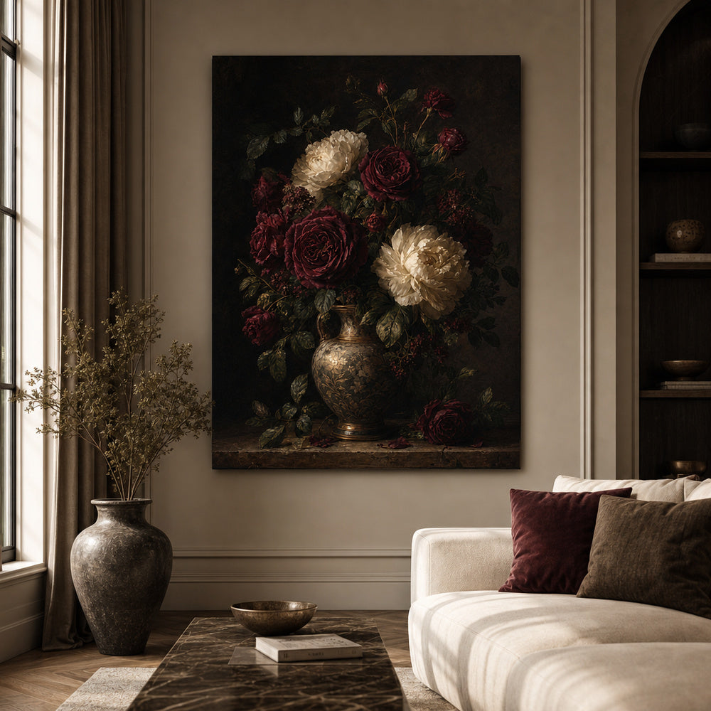 Large Moody Floral Canvas Wall Art - 02_wall_scene