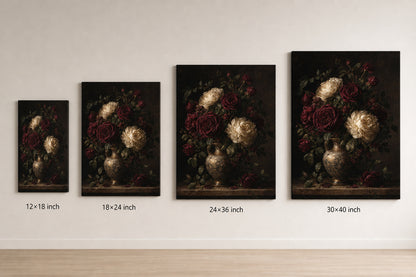 Large Moody Floral Canvas Wall Art - 08_size_comparison