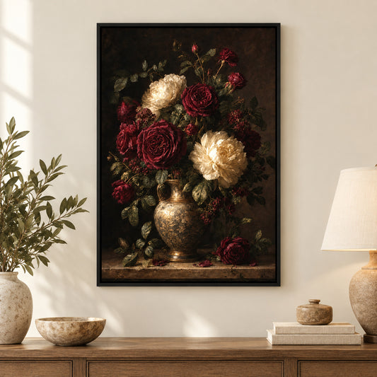 Large Moody Floral Canvas Wall Art | black_independent_close