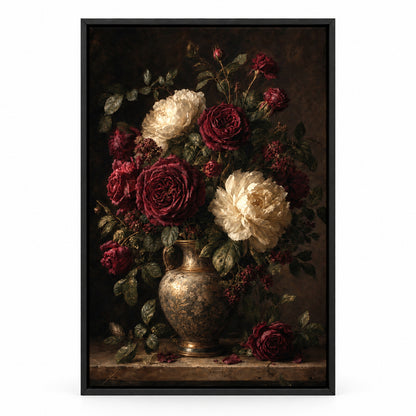 Large Moody Floral Canvas Wall Art | black_sku