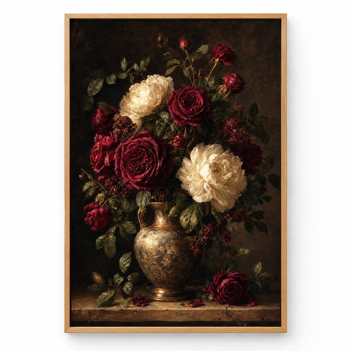 Large Moody Floral Canvas Wall Art | brown_sku