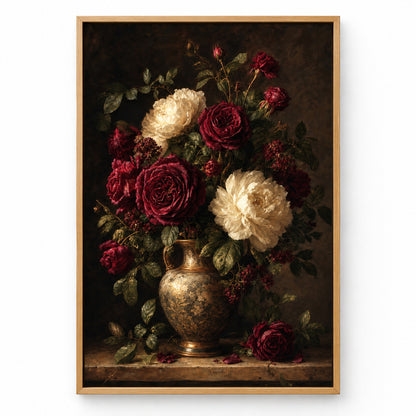 Large Moody Floral Canvas Wall Art | brown_sku