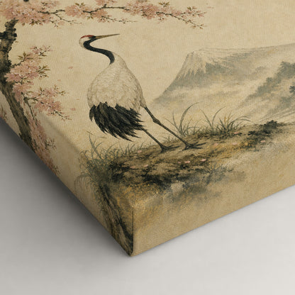Vintage Japanese Crane Canvas Wall Art - 03_detail_closeup