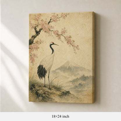 Vintage Japanese Crane Canvas Wall Art - 05_sku_18x24_wall
