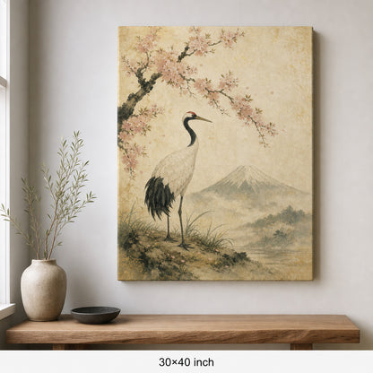Vintage Japanese Crane Canvas Wall Art - 07_sku_30x40_wall