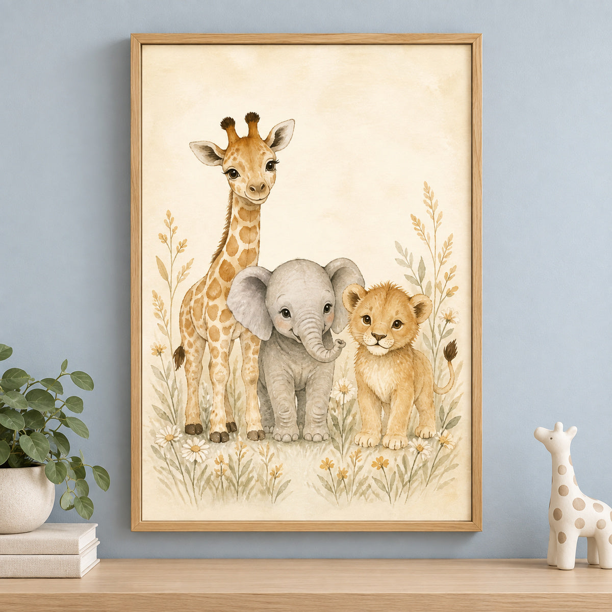 Safari Nursery Animal Canvas Wall Art | brown_independent_close