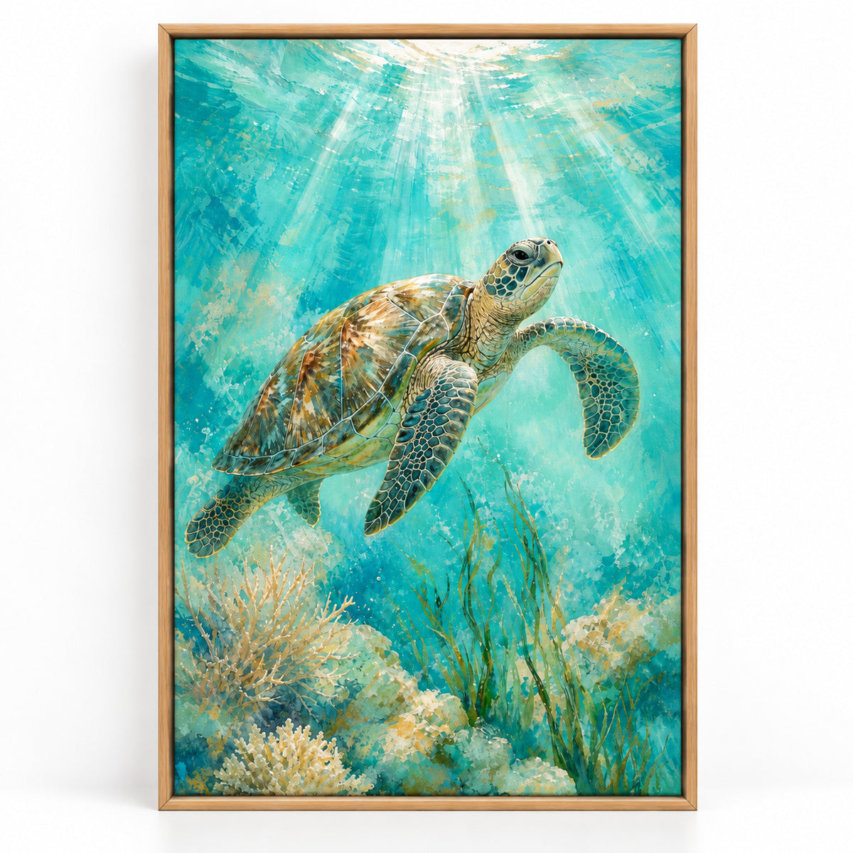 Sea Turtle Coastal Canvas Wall Art | brown_sku