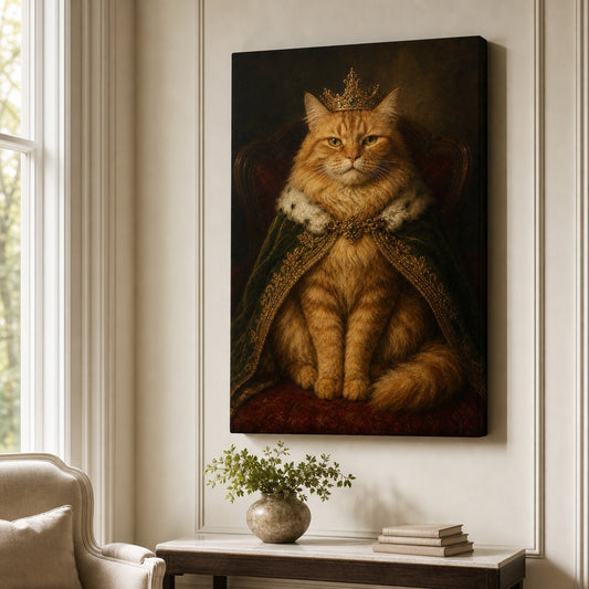 Funny Cat Painting Canvas Wall Art — room scene