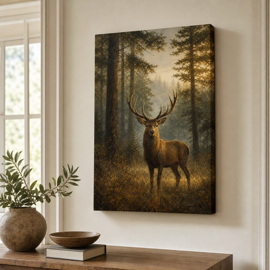 Deer Woodland Canvas Wall Art — room scene