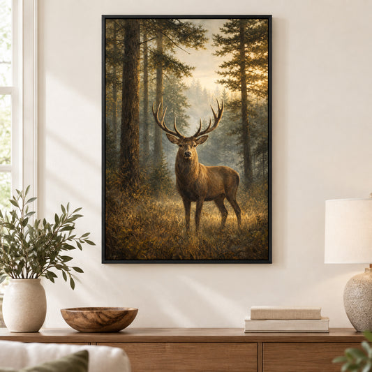 Deer Woodland Canvas Wall Art | black_independent_close