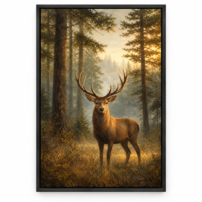 Deer Woodland Canvas Wall Art | black_sku