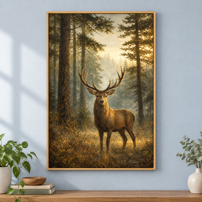 Deer Woodland Canvas Wall Art | brown_independent_close