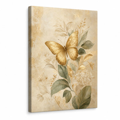 Gold Butterfly Botanical Canvas Wall Art - botanical canvas wall art by JOJOShop