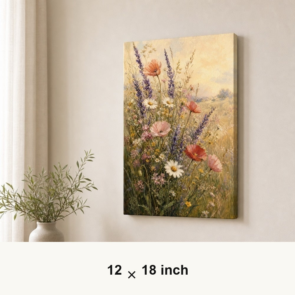 Wildflower Meadow Canvas Wall Art — 12×18 room mockup