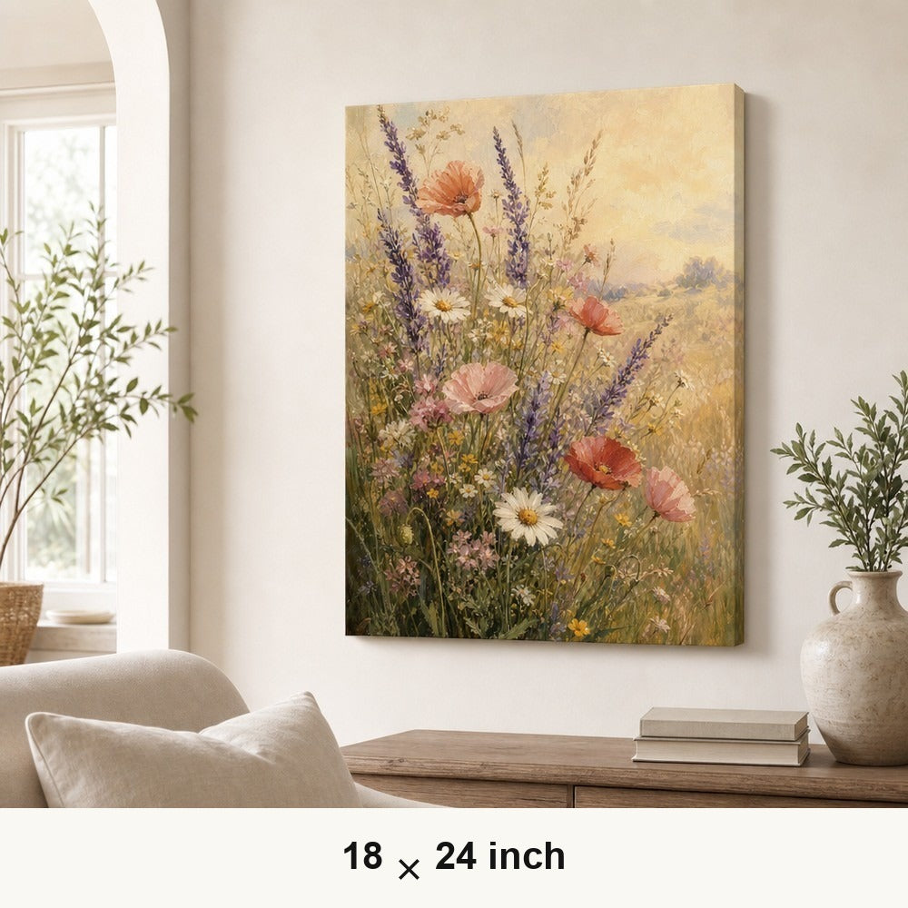 Wildflower Meadow Canvas Wall Art — 18×24 room mockup