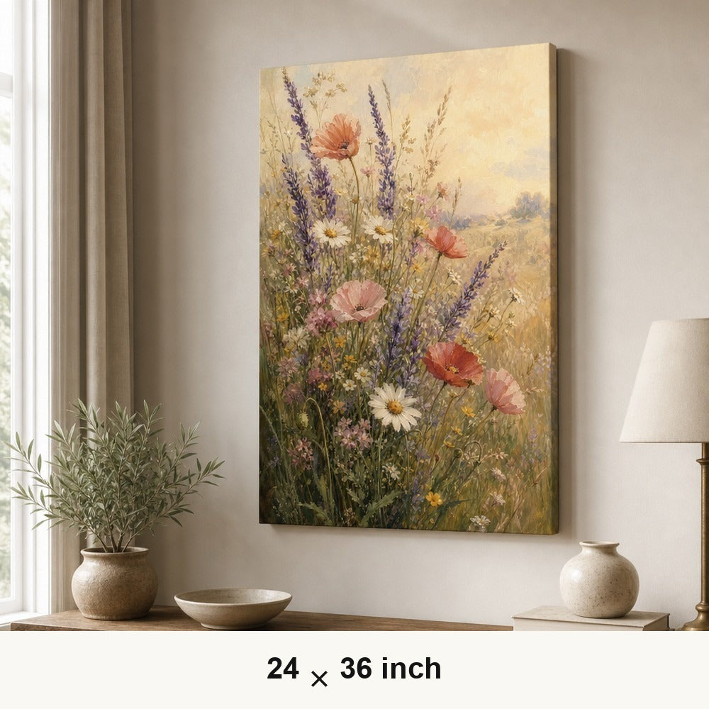 Wildflower Meadow Canvas Wall Art — 24×36 room mockup
