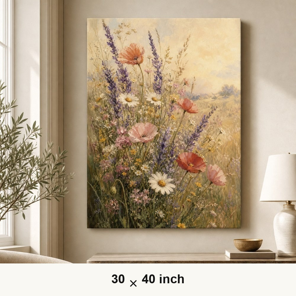Wildflower Meadow Canvas Wall Art — 30×40 room mockup