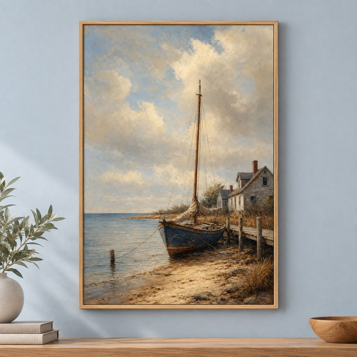 Vintage Coastal Ocean Canvas Wall Art | brown_independent_close