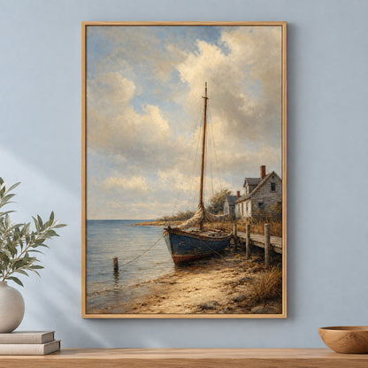 Vintage Coastal Ocean Canvas Wall Art | brown_independent_close