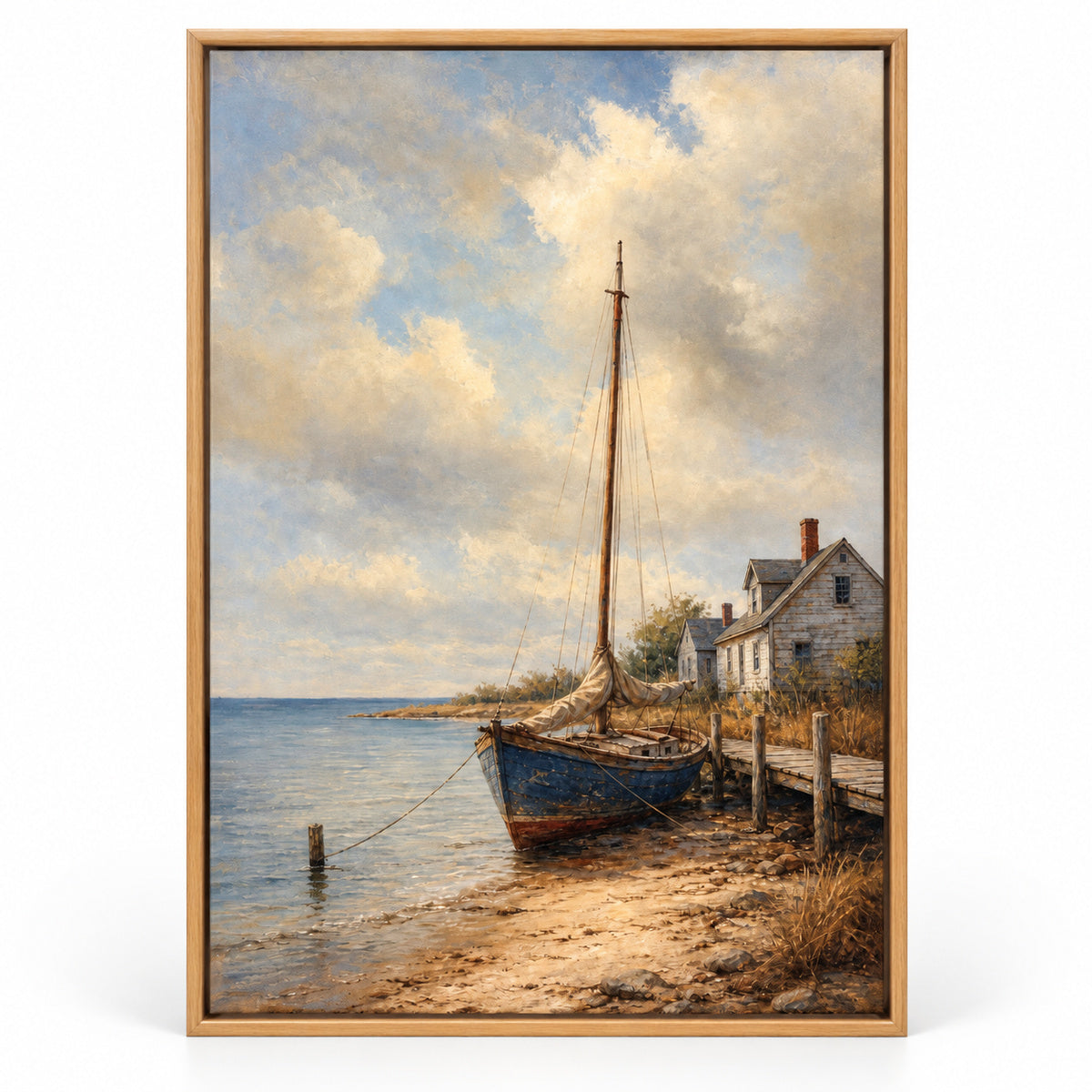 Vintage Coastal Ocean Canvas Wall Art | brown_sku