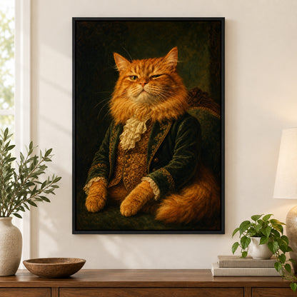 Funny Cat Aristocrat Canvas Wall Art | black_independent_close