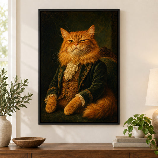Funny Cat Aristocrat Canvas Wall Art | black_independent_close