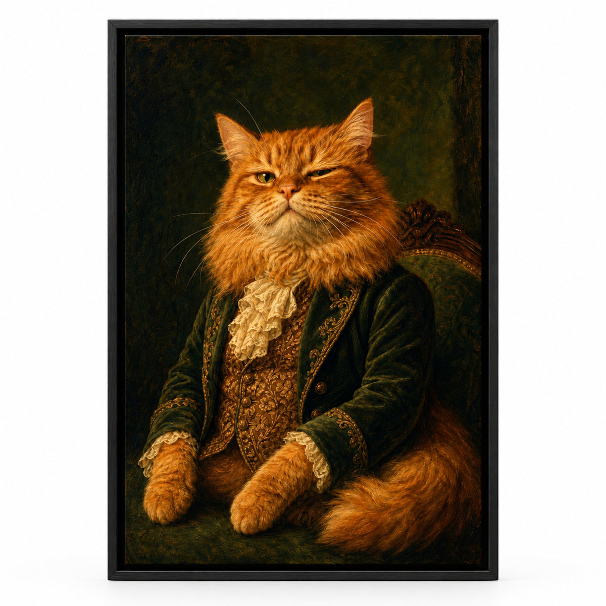 Funny Cat Aristocrat Canvas Wall Art | black_sku