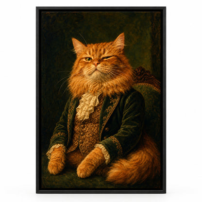 Funny Cat Aristocrat Canvas Wall Art | black_sku