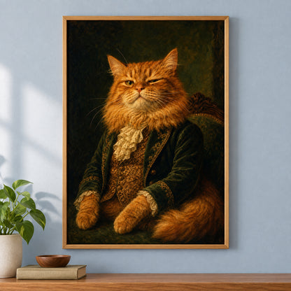 Funny Cat Aristocrat Canvas Wall Art | brown_independent_close