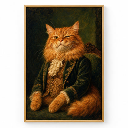 Funny Cat Aristocrat Canvas Wall Art | brown_sku