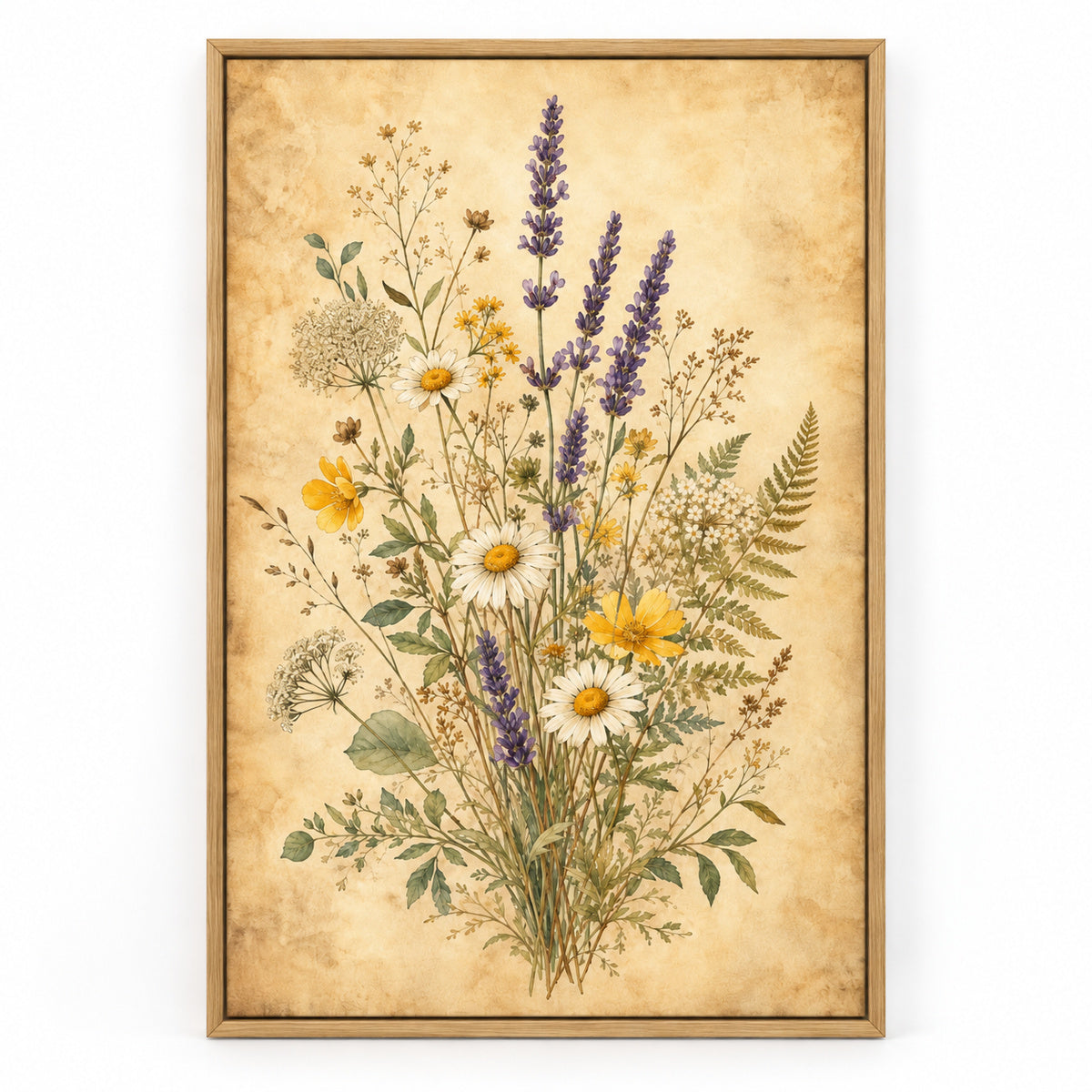 Pressed Wildflower Botanical Canvas Wall Art | brown_sku