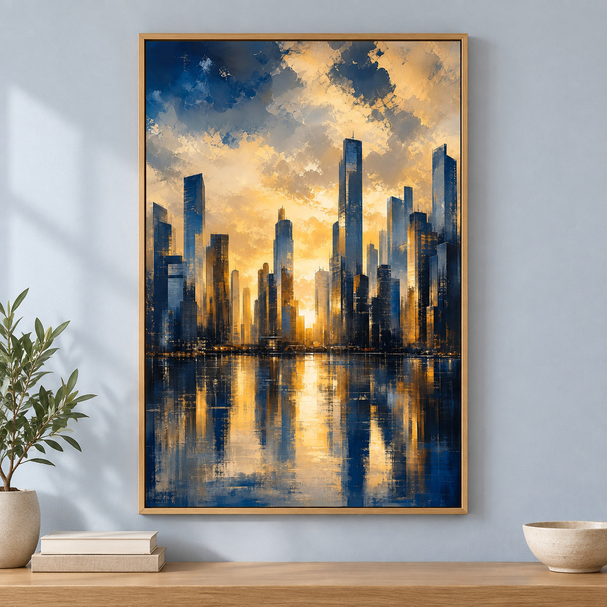 Golden City Skyline Canvas Wall Art | brown_independent_close