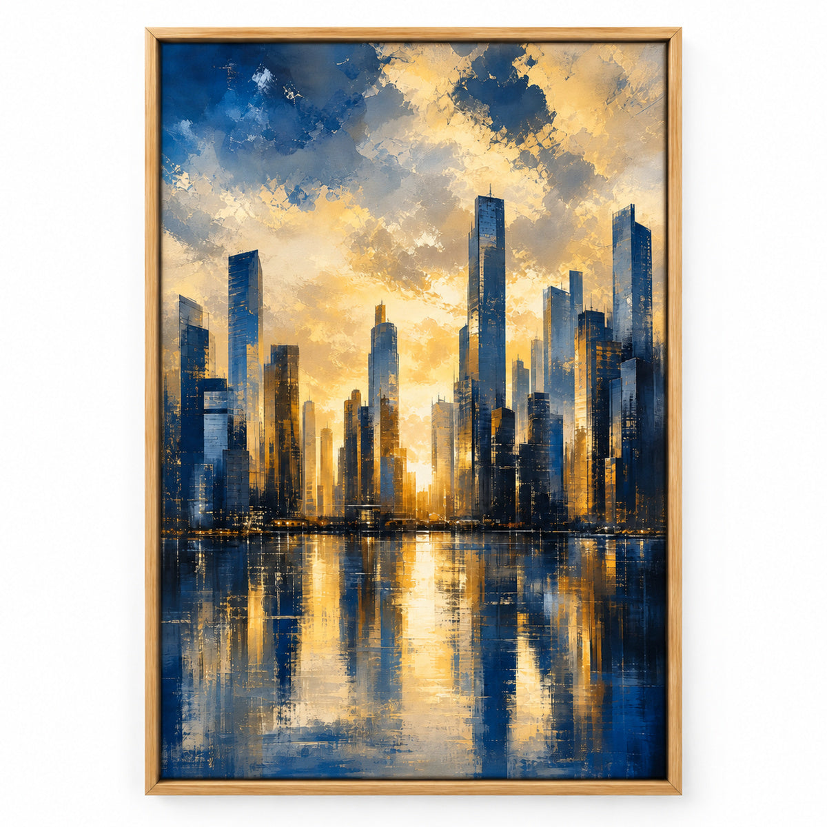 Golden City Skyline Canvas Wall Art | brown_sku