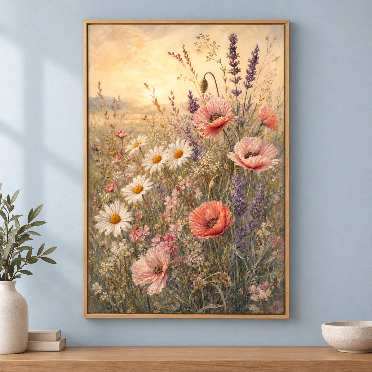 Soft Wildflower Meadow Canvas Wall Art | brown_independent_close