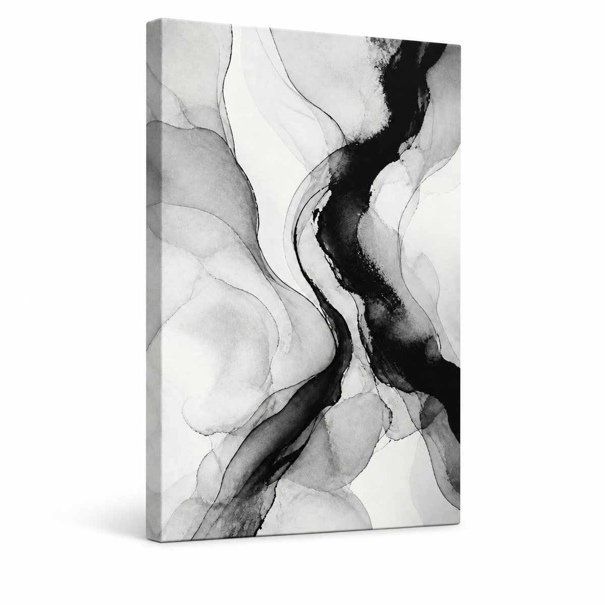 Black and White Abstract Floater Frame Canvas Wall Art | frameless stretched canvas SKU
