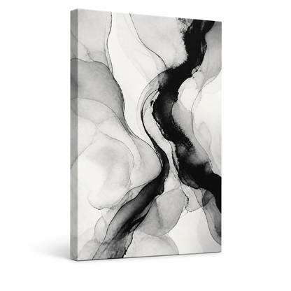 Black and White Abstract Floater Frame Canvas Wall Art | frameless stretched canvas SKU