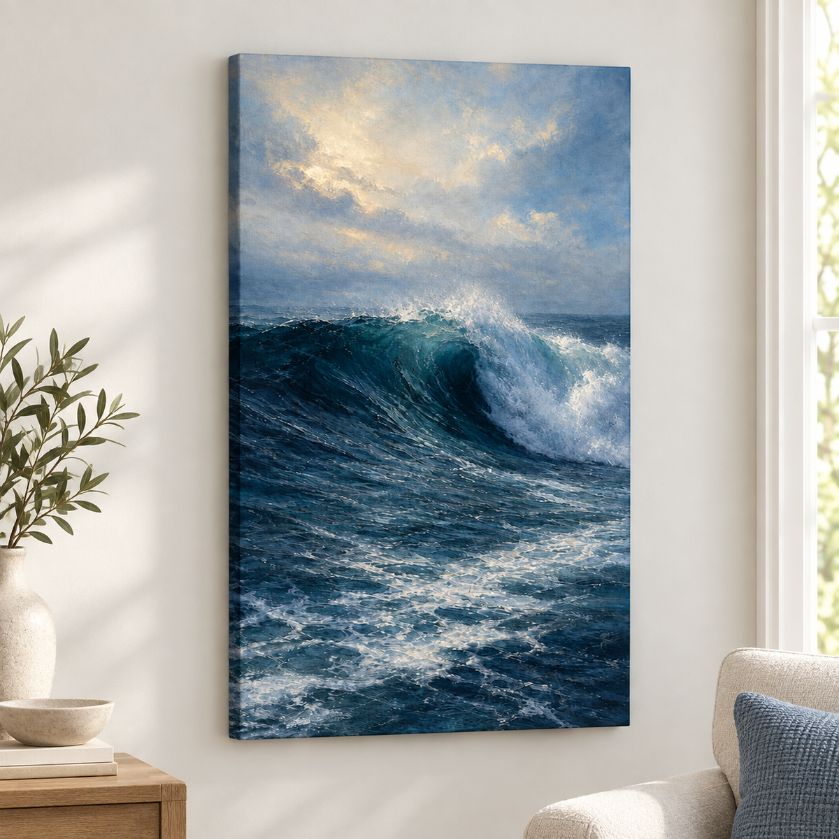 Dramatic Ocean Wave Floater Frame Canvas Wall Art | frameless close wall hero