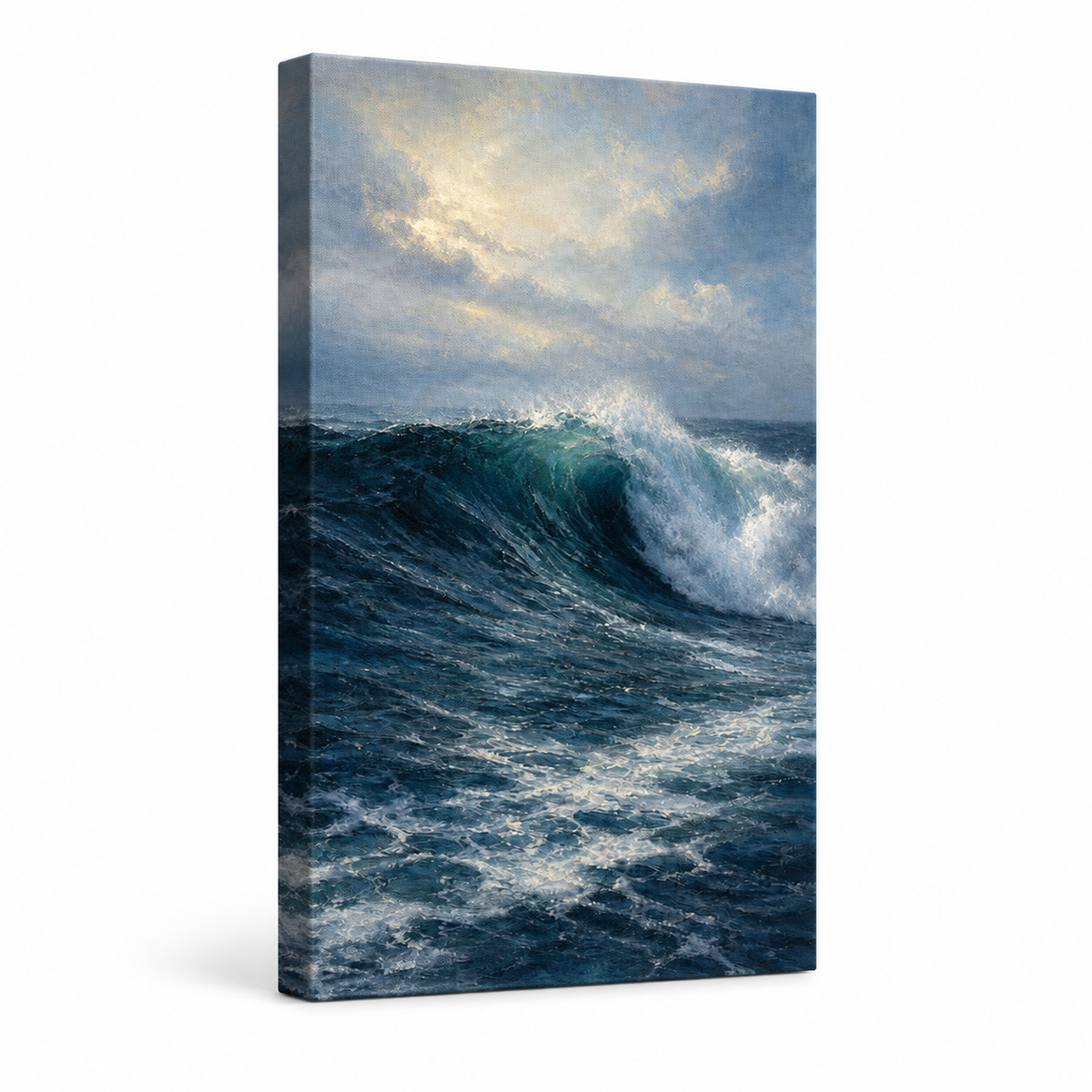 Dramatic Ocean Wave Floater Frame Canvas Wall Art | frameless stretched canvas SKU