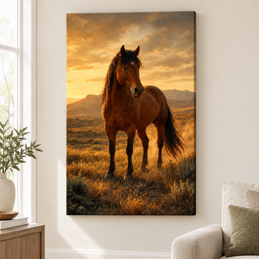 Western Horse Floater Frame Canvas Wall Art | frameless close wall hero