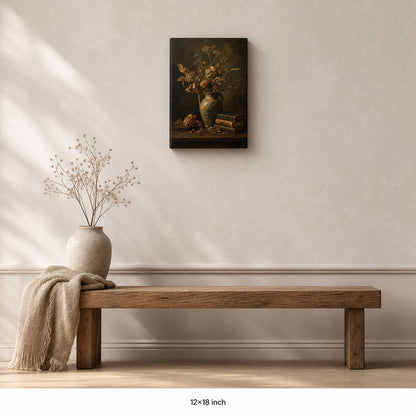 Dark Vintage Ceramic Vase Still Life Canvas Wall Art - 04_sku_12x18_wall