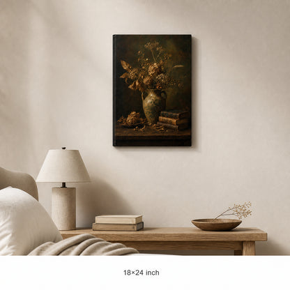 Dark Vintage Ceramic Vase Still Life Canvas Wall Art - 05_sku_18x24_wall