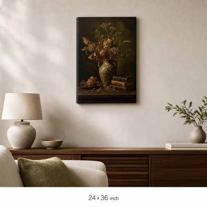 Dark Vintage Ceramic Vase Still Life Canvas Wall Art - 06_sku_24x36_wall