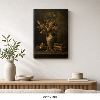 Dark Vintage Ceramic Vase Still Life Canvas Wall Art - 07_sku_30x40_wall